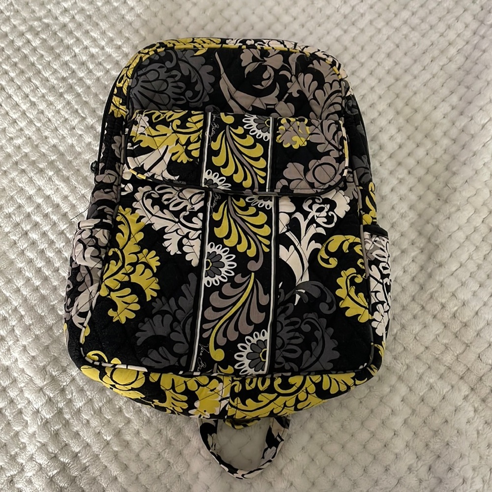 Vera Bradley black green and white mini backpack
